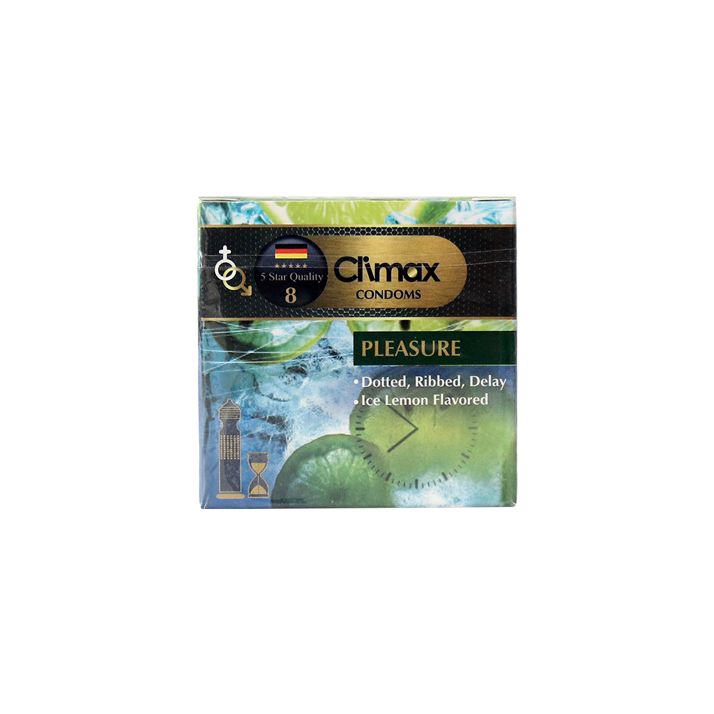 کاندوم تاخیری خاردار و شیاردار کلایمکس مدل Pleasure بسته ۳ عددی کاندوم تاخیری خاردار و شیاردار کلایمکس مدل Pleasure بسته ۳ عددی