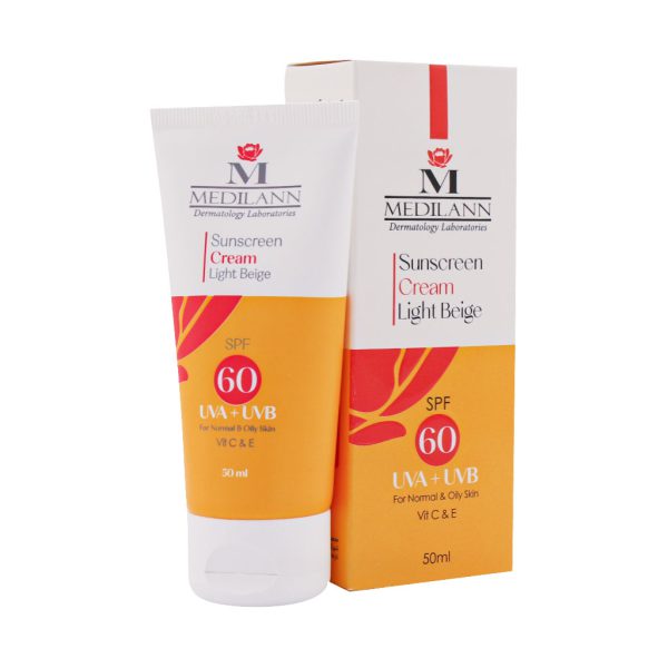 کرم ضد آفتاب رنگی SPF60 مدیلن مناسب پوست های چرب و معمولی ۵۰ میلی لیتر