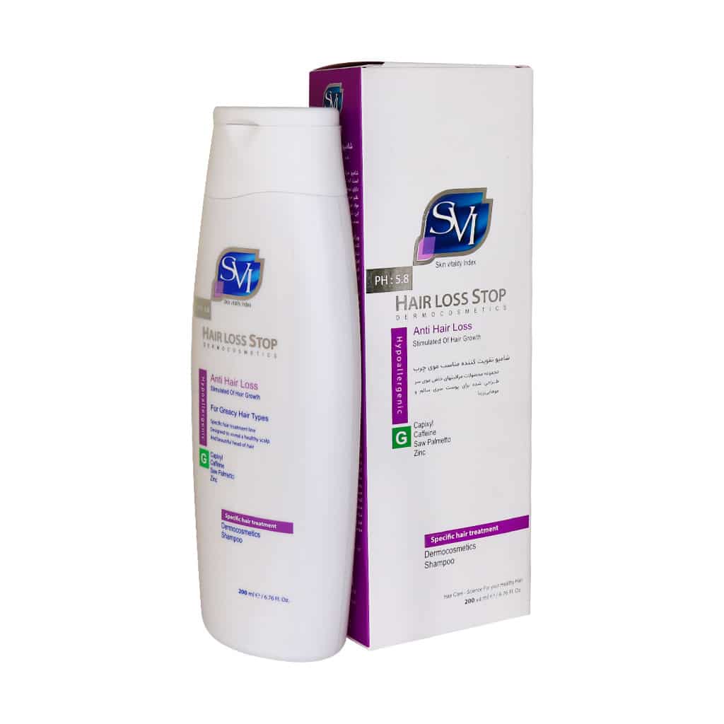 SVI-Hair-Loss-Stop-Shampoo شامپو هرلاس استاپ اس وی آی مناسب موهای چرب 200 میلی لیتری - Image 1