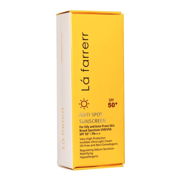 کرم ضد آفتاب SPF50 پوست چرب لافارر ضد لک و بی رنگ 40 میلی لیتر