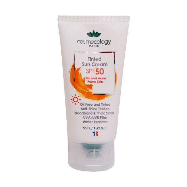 کرم ضد آفتاب رنگی SPF50 فاقد چربی کاسمکولوژی 50 میلی لیتر