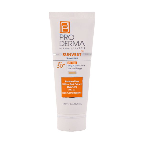 کرم ضد آفتاب فاقد چربی SPF50 پرودرما برای پوست های چرب و جوش دار ۴۰ میلی لیتر