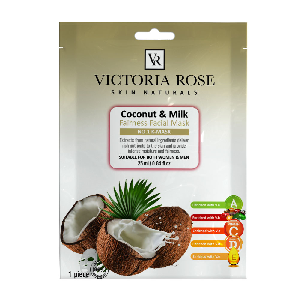 ماسک ورقه ای صورت شیر و نارگیل ویکتوریا رز 25 گرم ماسک ورقه ای صورت شیر و نارگیل ویکتوریا رز 25 گرم