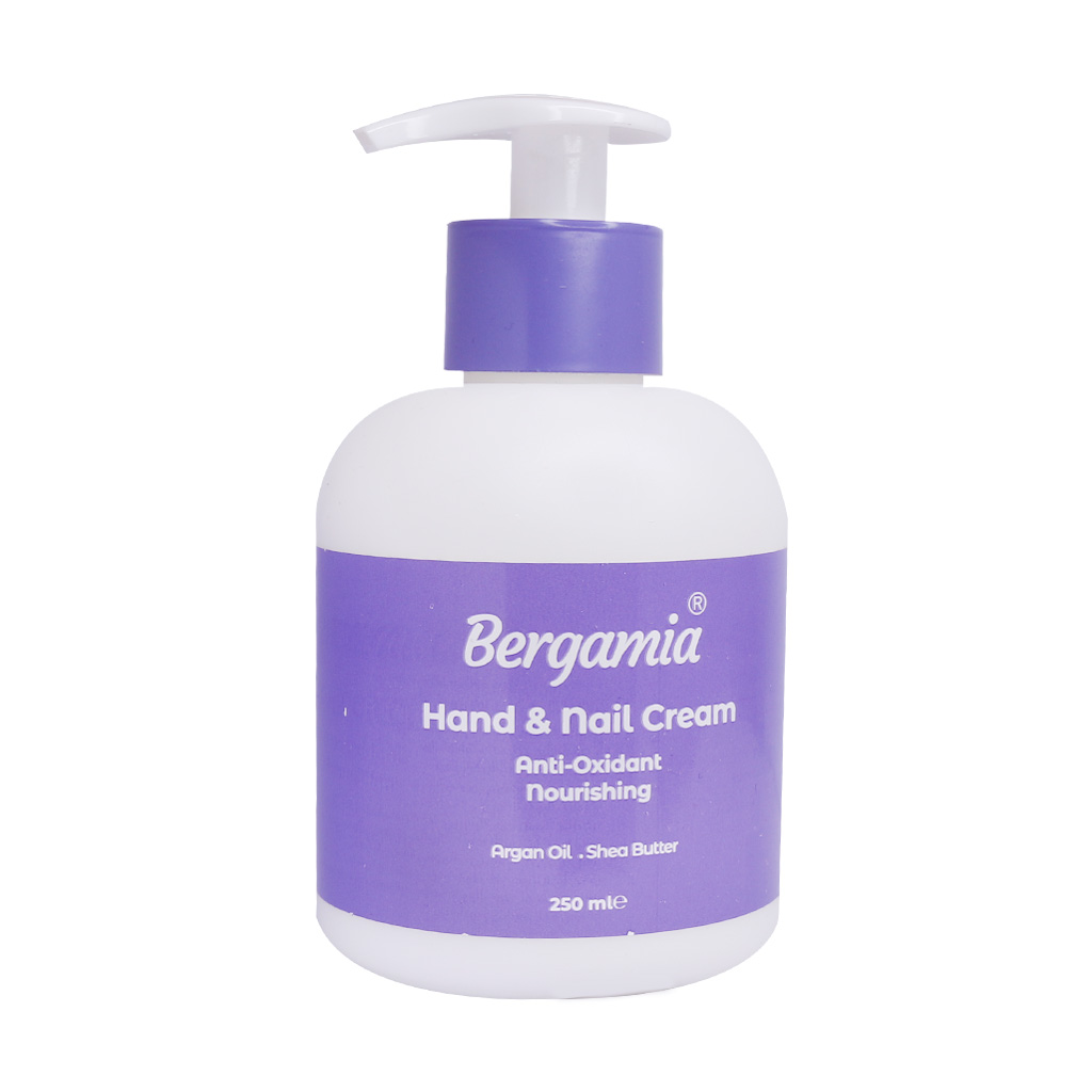 کرم مرطوب کننده پمپی دست و ناخن برگامیا حاوی روغن آرگان 250 میلی لیتر کرم مرطوب کننده پمپی دست و ناخن برگامیا حاوی روغن آرگان 250 میلی لیتر