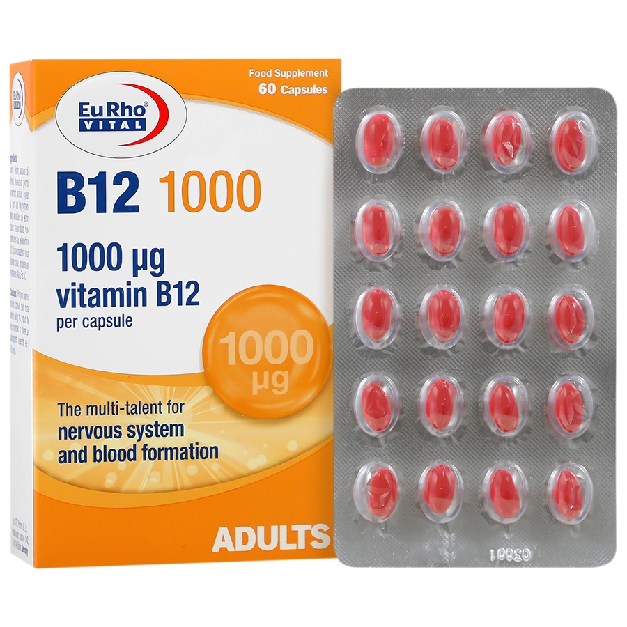 Eurhovital Vitamin B12 1000 mcg1 کپسول ویتامین ب12 یوروویتال 1000 میکروگرم - Image 1