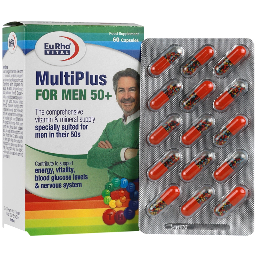MultiPlus for Men 50 Plus1 کپسول مولتی پلاس آقایان بالای ۵۰ سال یوروویتال 60 عددی - Image 1