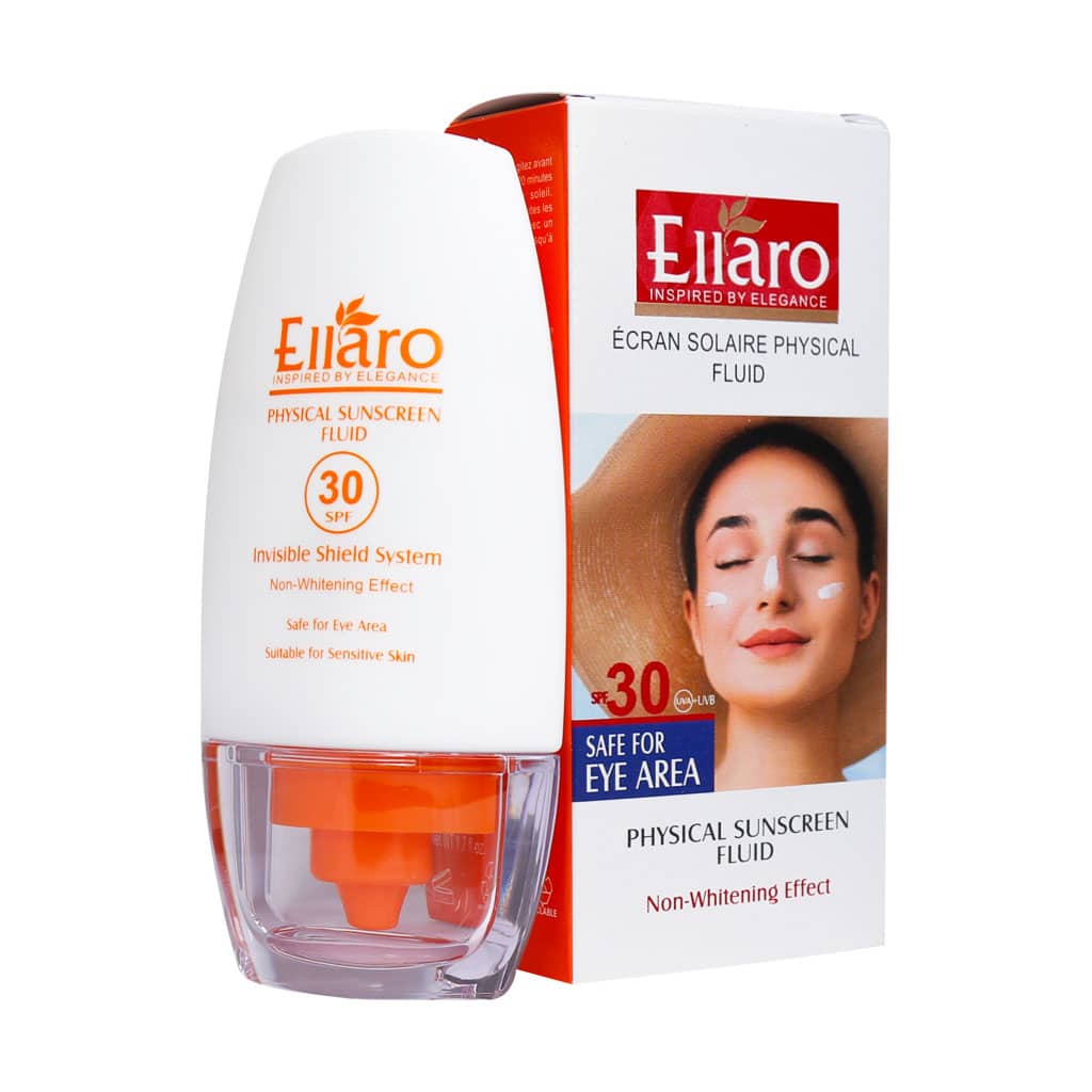 فلوئید ضد آفتاب فیزیکال SPF30 الارو Ellaro SPF30 Physical Sunscreen Fluid 50 ml