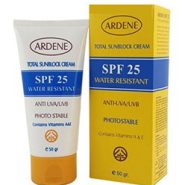 کرم ضد آفتاب بی رنگ آردن SPF 25 برای انواع پوست و مقاوم در برابر آب 50 گرم